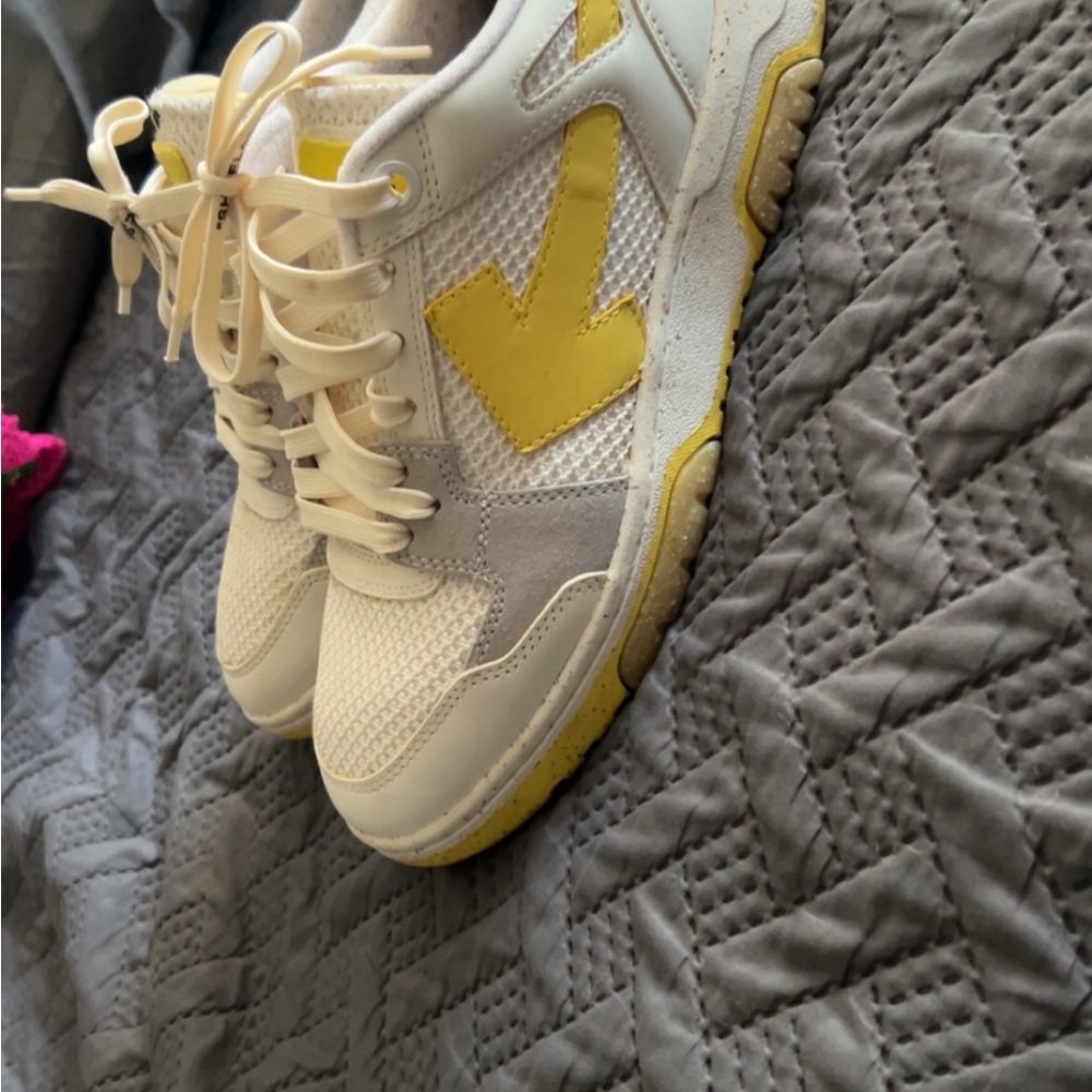 Off-White Yellow and White Retro Sneakers